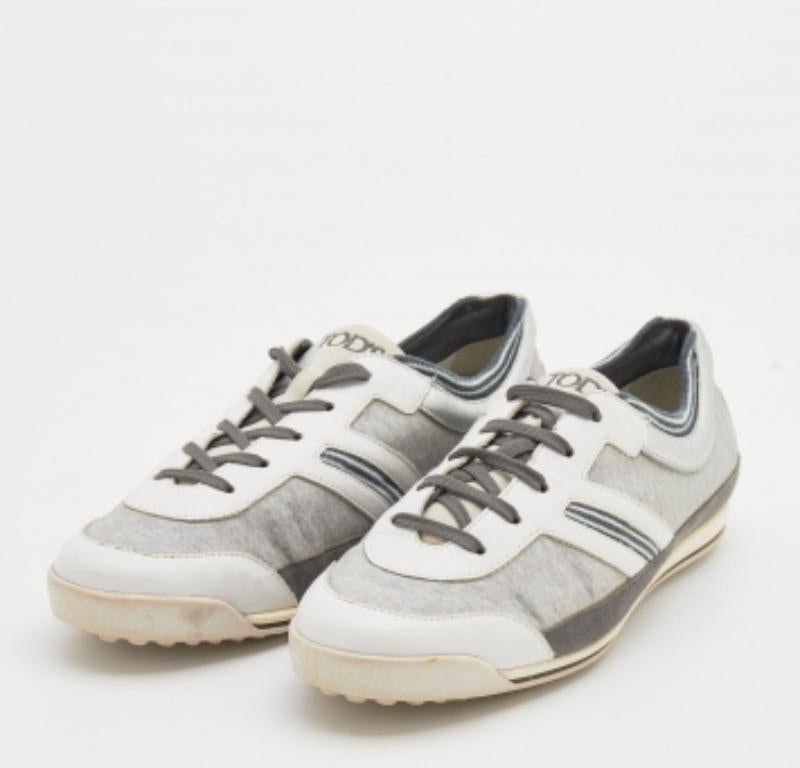 Gray Tod's Multicolor Fabric/Leather, and Suede Low Top Sneakers Size 38.5