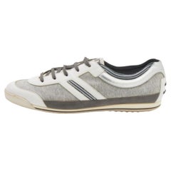 Tod's Multicolor Fabric/Leather, and Suede Low Top Sneakers Size 38.5