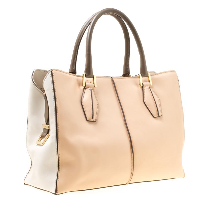 Orange Tod's Multicolor Leather Shopper Top Handle Bag