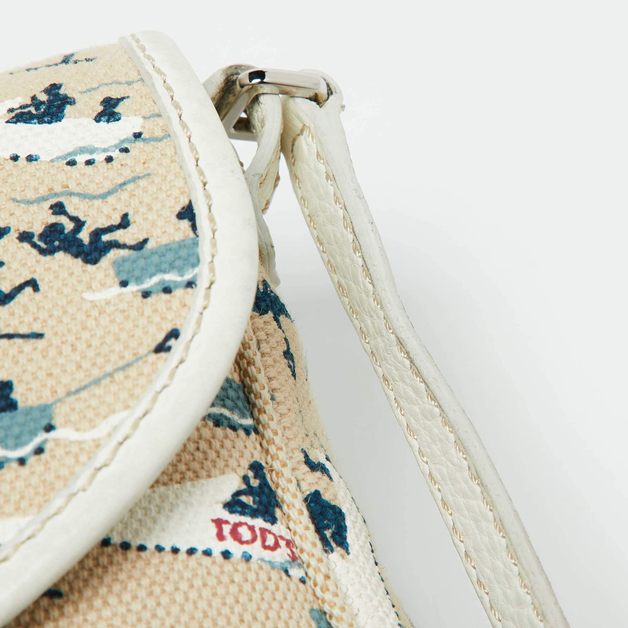 Tod's Mehrfarbige Crossbody-Tasche aus bedrucktem Segeltuch und Leder 2