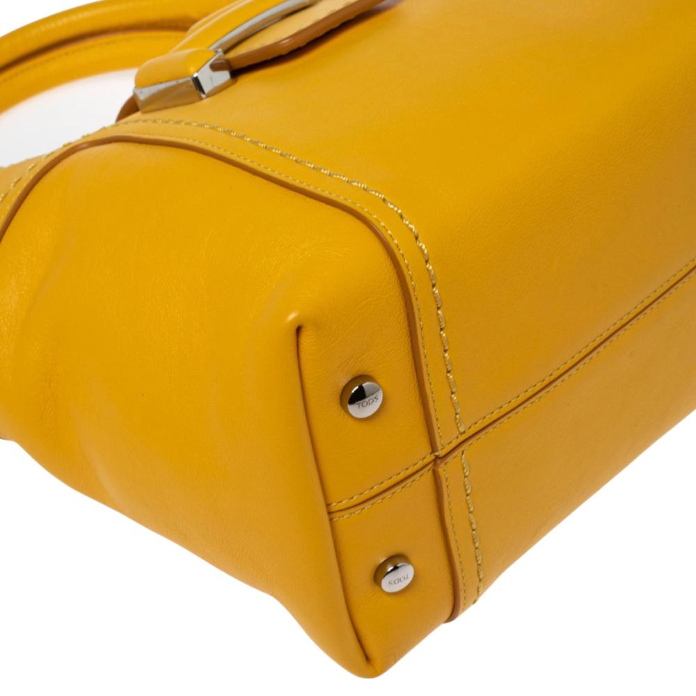 Tod's Mustard Leather Bucket Shoulder Bag 1