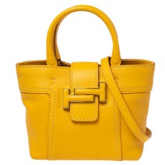 Tod's Mustard Leather Bucket Shoulder Bag