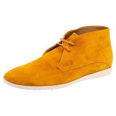 Tod's Mustard Yellow Suede Lace-Up Desert Boots Size 39.5