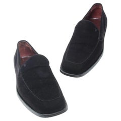 Used Tod'S Navy Blue Classic Midnight Velvet Velour Men's Slip on Dress Loafers Shoes