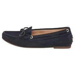 Tod's Mocasines Slip On de piel azul marino con lazo talla 36.5
