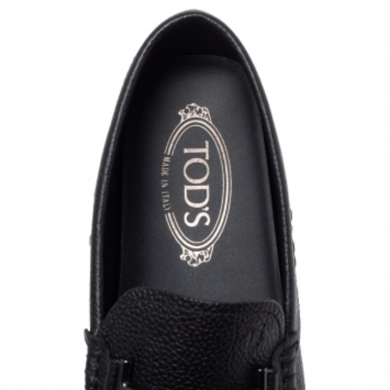 Tod's Navy Blue Leather Double T Slip On Loafers Size 40 For Sale 1