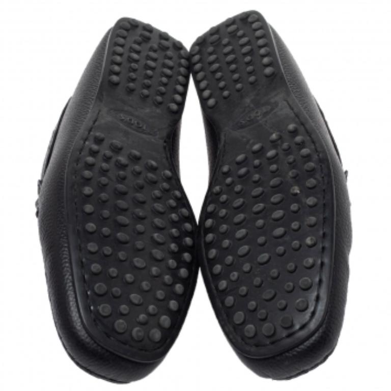Tod's Navy Blue Leather Double T Slip On Loafers Size 40 For Sale 2