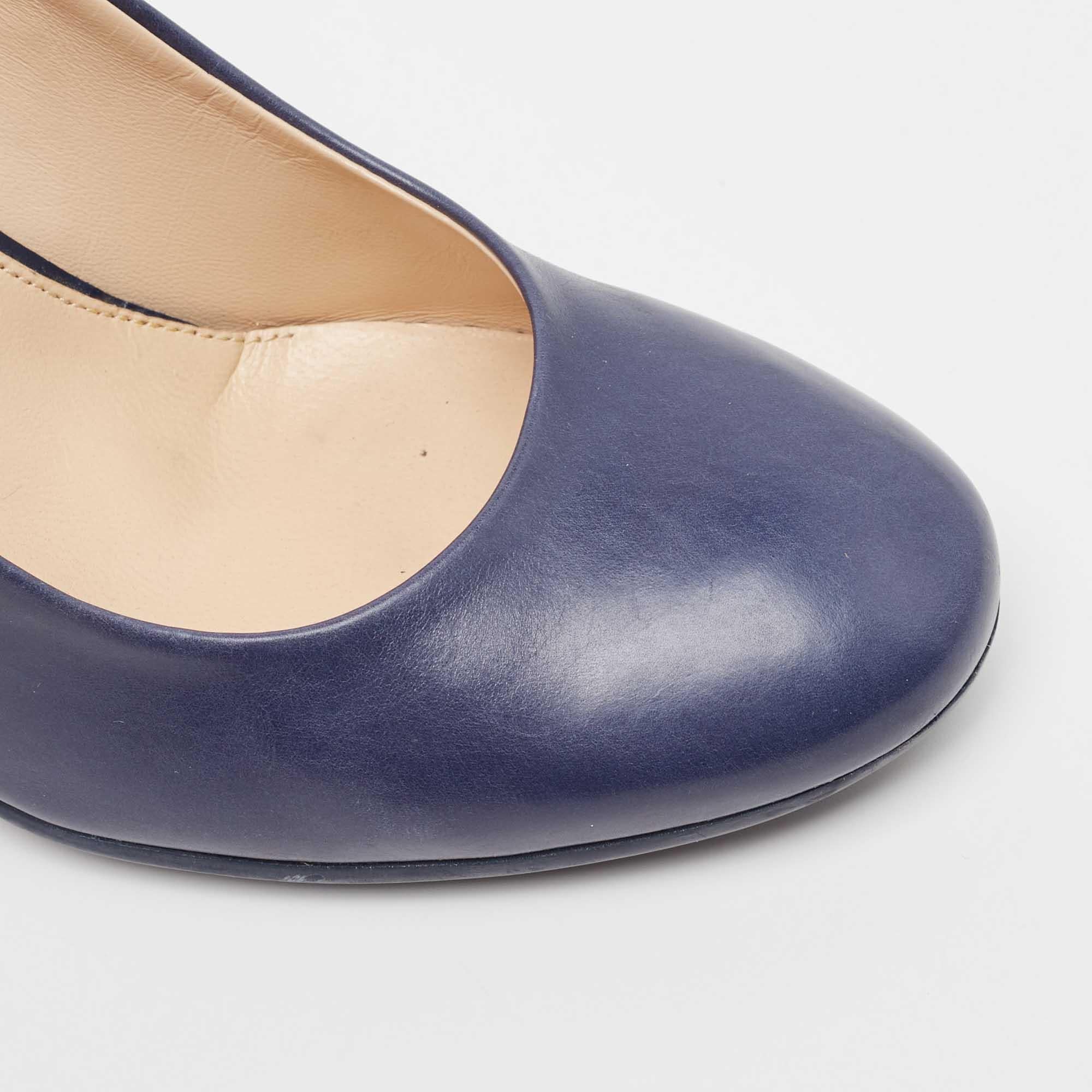 Tod's Navy Blue Leather Pumps Size 38.5 For Sale 2