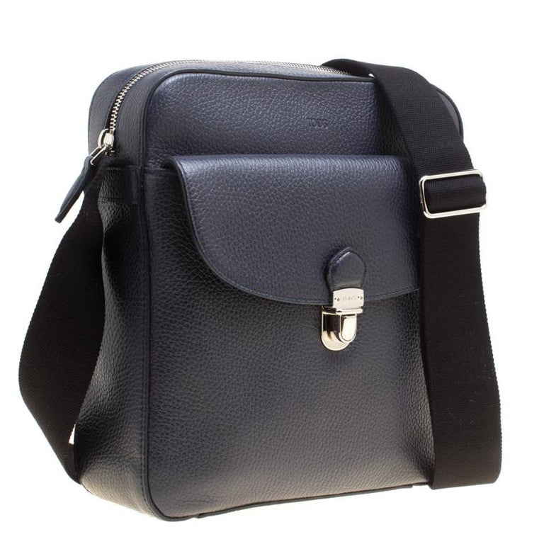 Tod's Navy Blue Leather Reporter Messenger Bag For Sale at 1stDibs ...