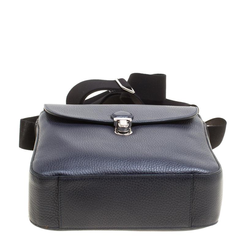 Men's Tod's Navy Blue Leather Reporter Messenger Bag