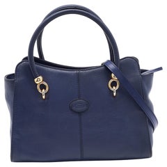 Tod's Navy Blue Leather Sella Satchel