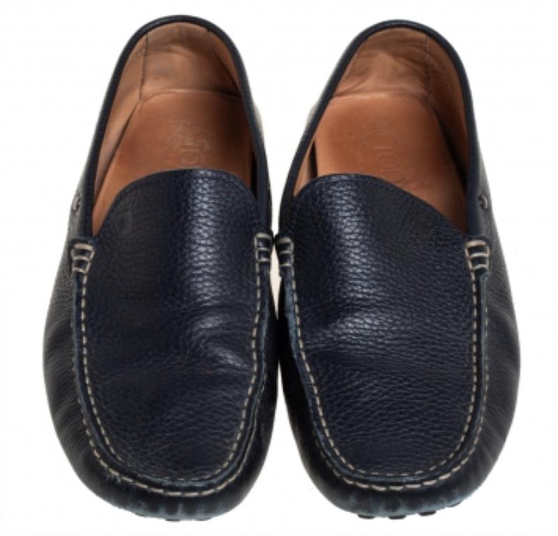 Men's Tod's Navy Blue Leather Slip On Loafer Size 42 For Sale
