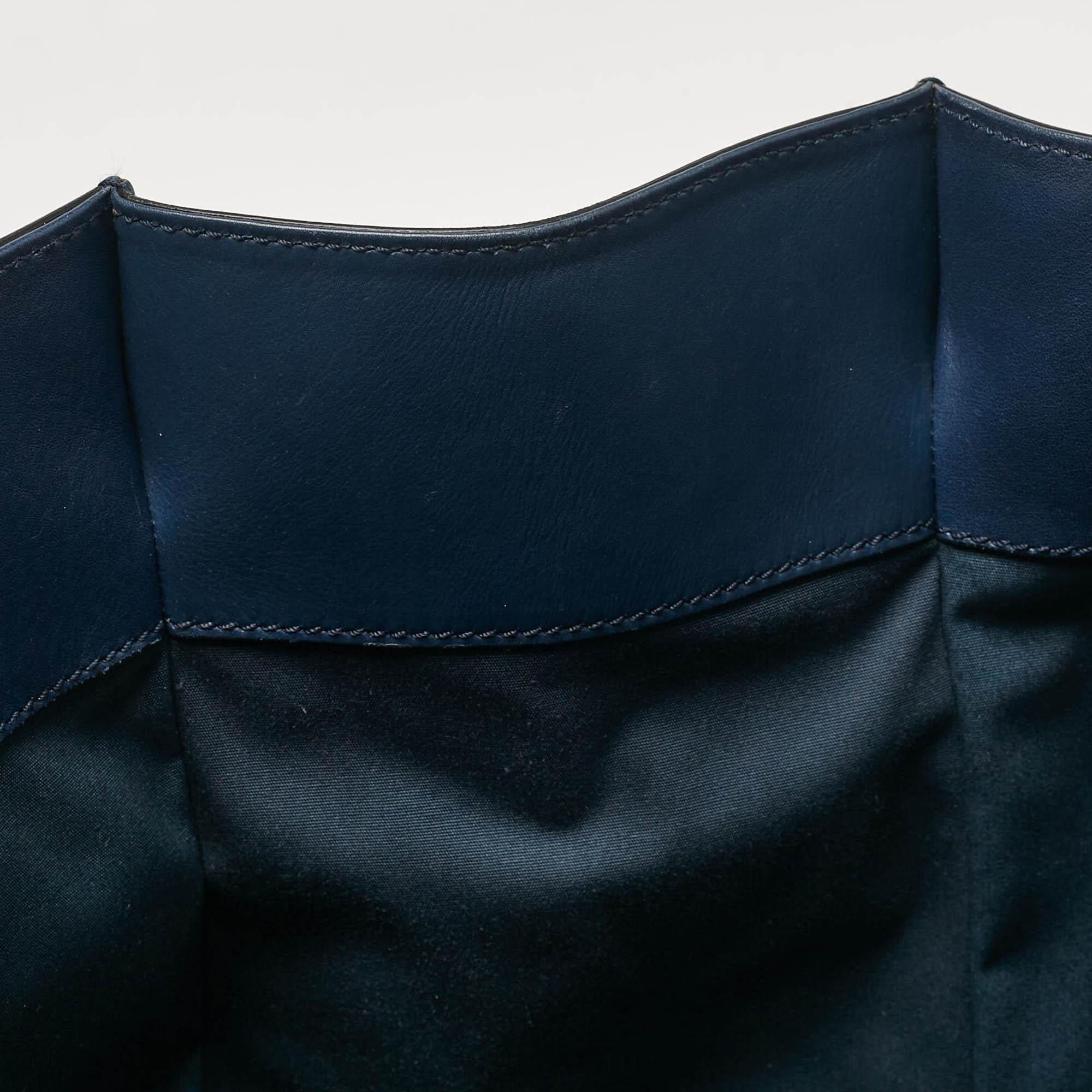 Tod's Navy Blue Leather Stripe Tote 3