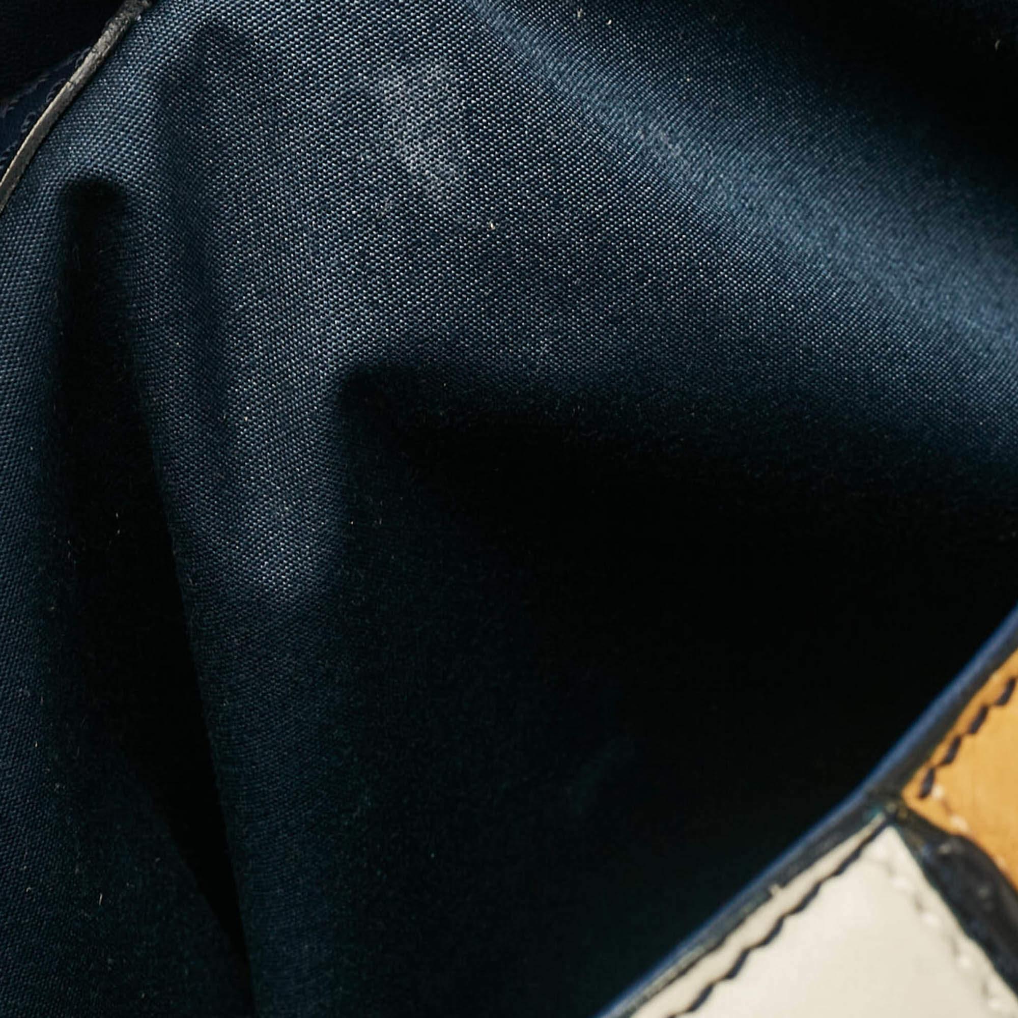 Tod's Navy Blue Leather Stripe Tote 5