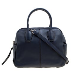 Tod's Navy Blue Leather Top Handle Bag