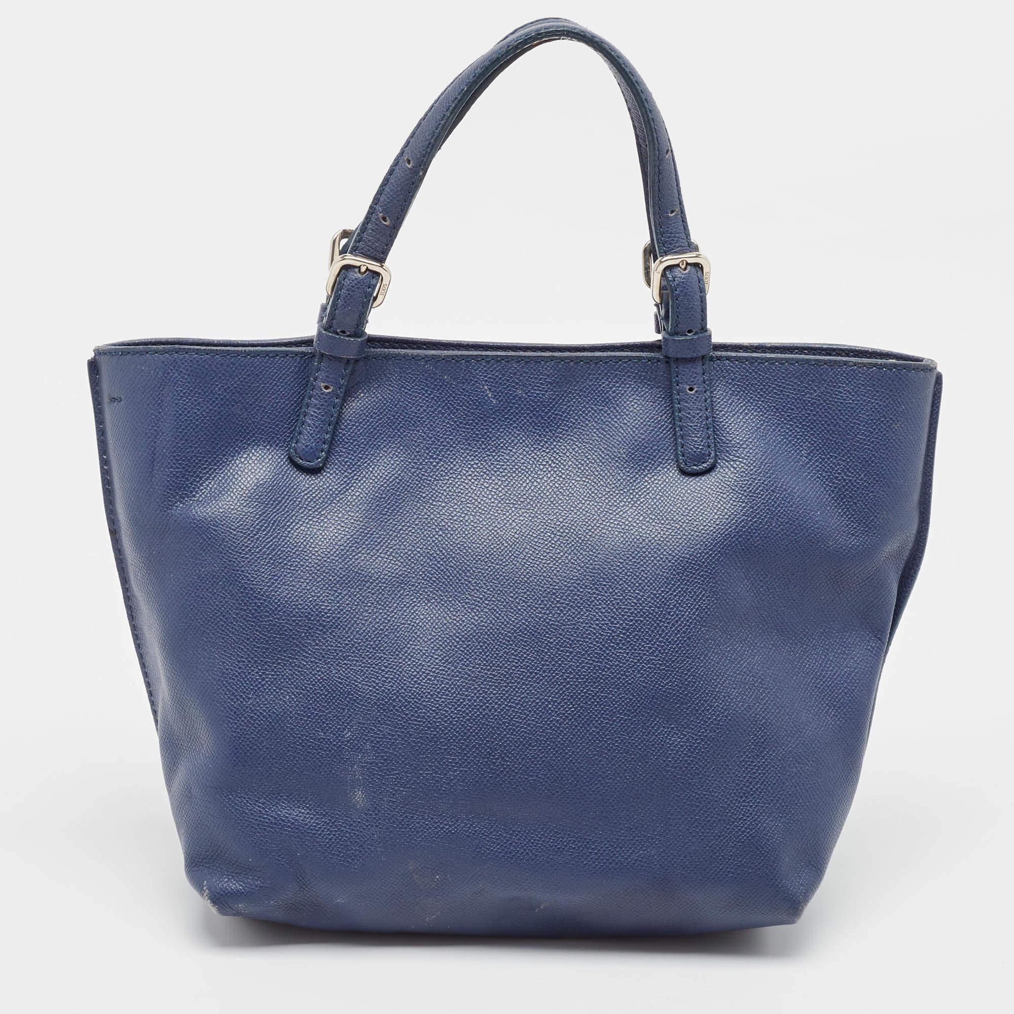 Women's Tod's Navy Blue Leather Toronto Shopper Tote