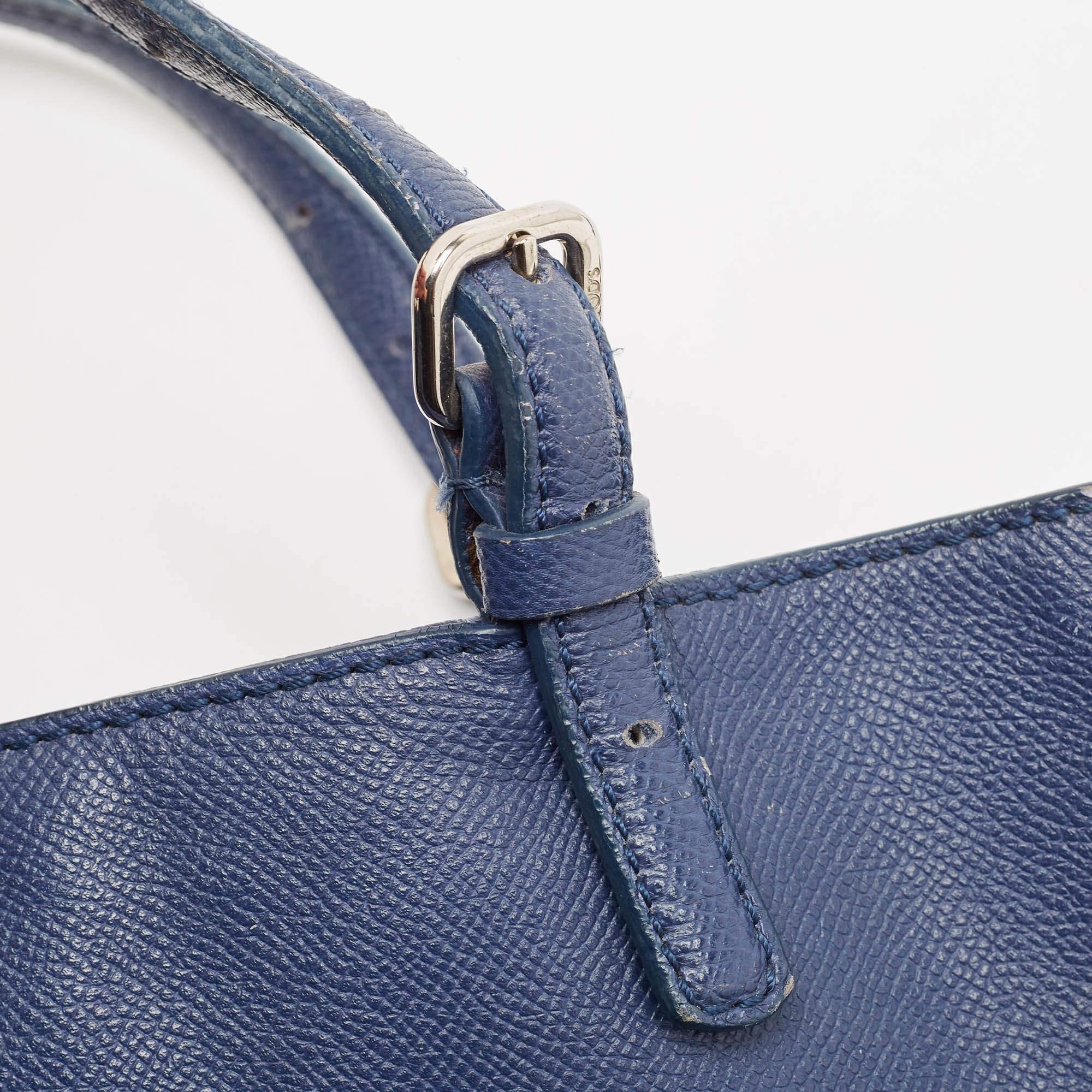 Tod's Navy Blue Leather Toronto Shopper Tote 1