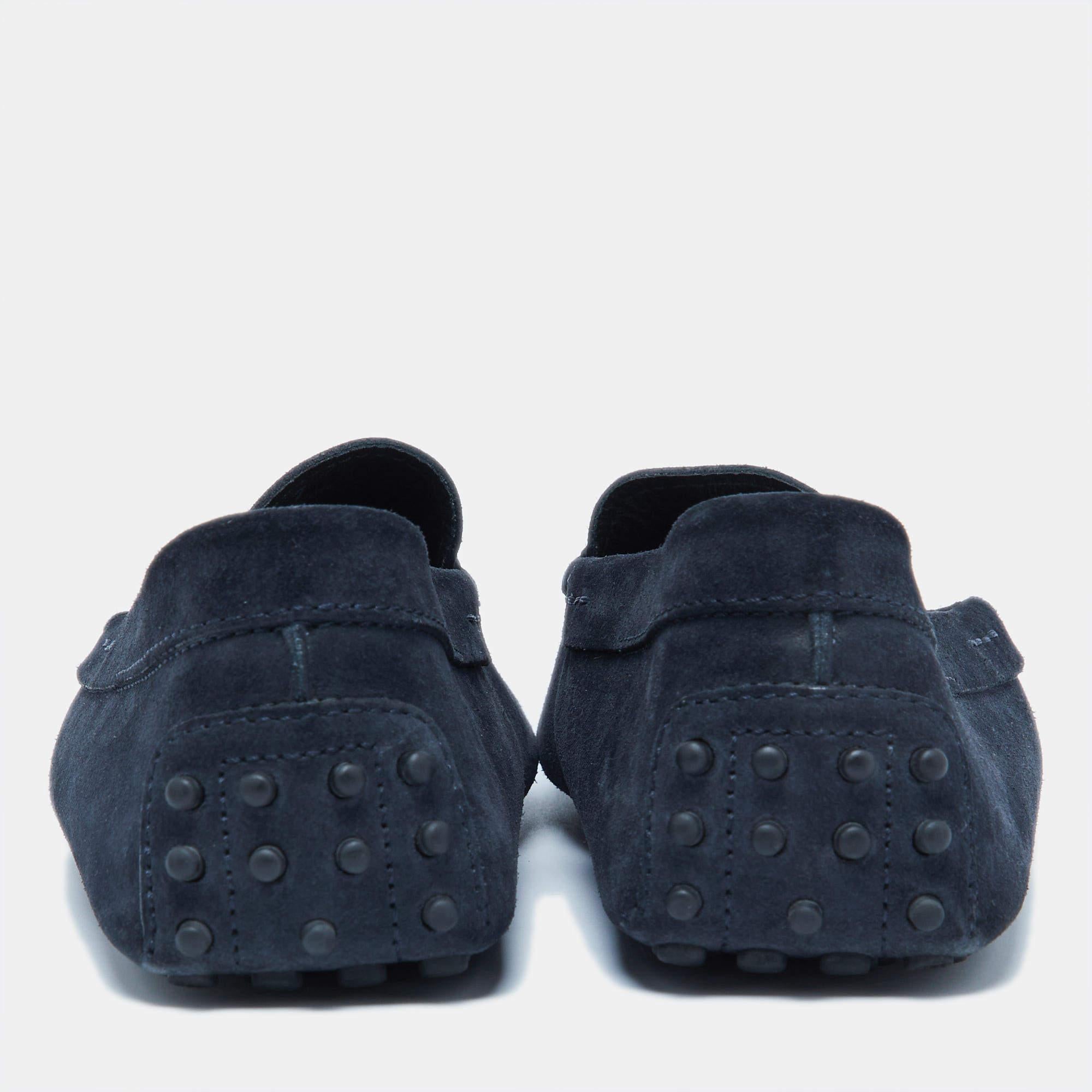 Men's Tod's Navy Blue Nubuck Leather Gommini Loafers Size 41