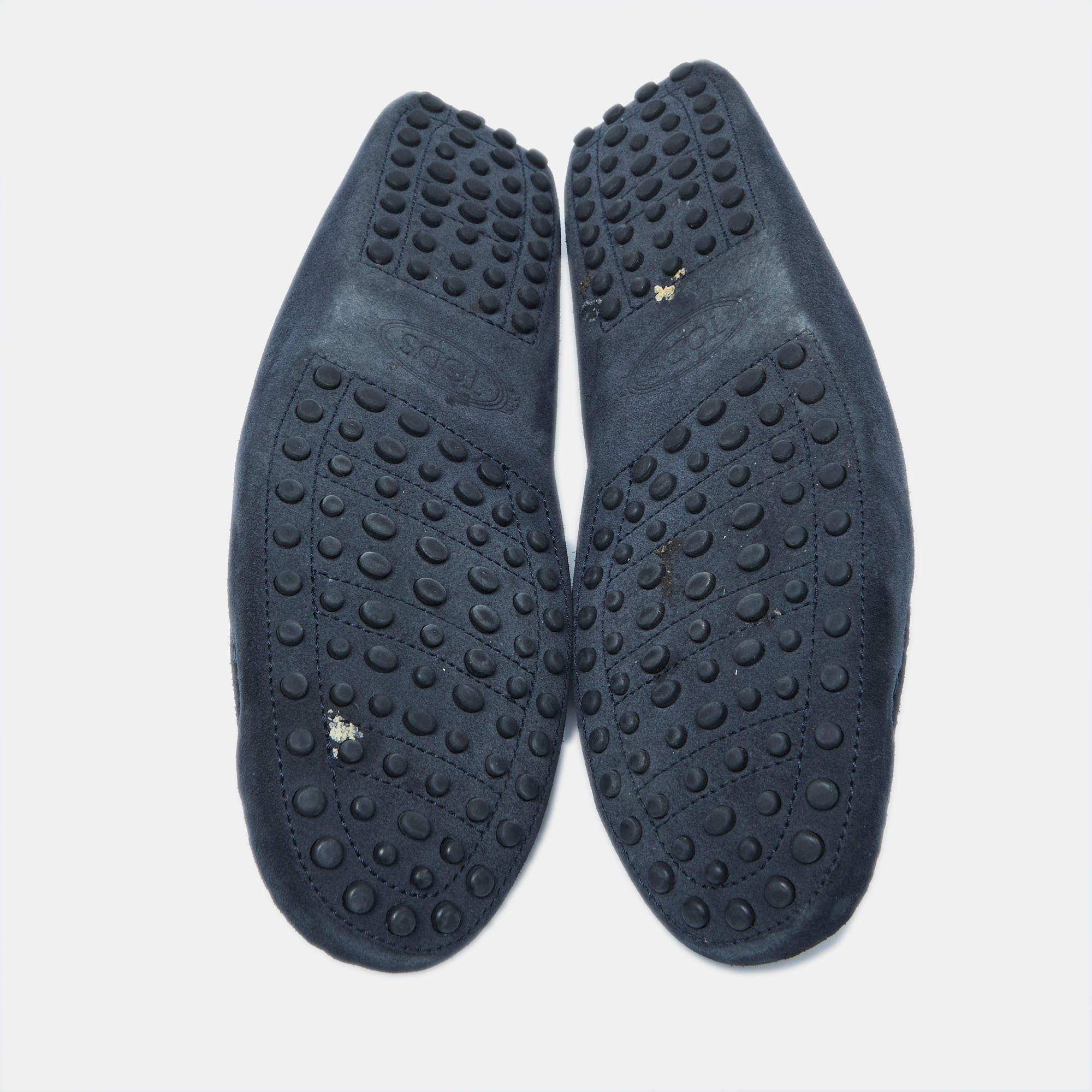 Tod's Navy Blue Nubuck Leather Gommini Loafers Size 41 1
