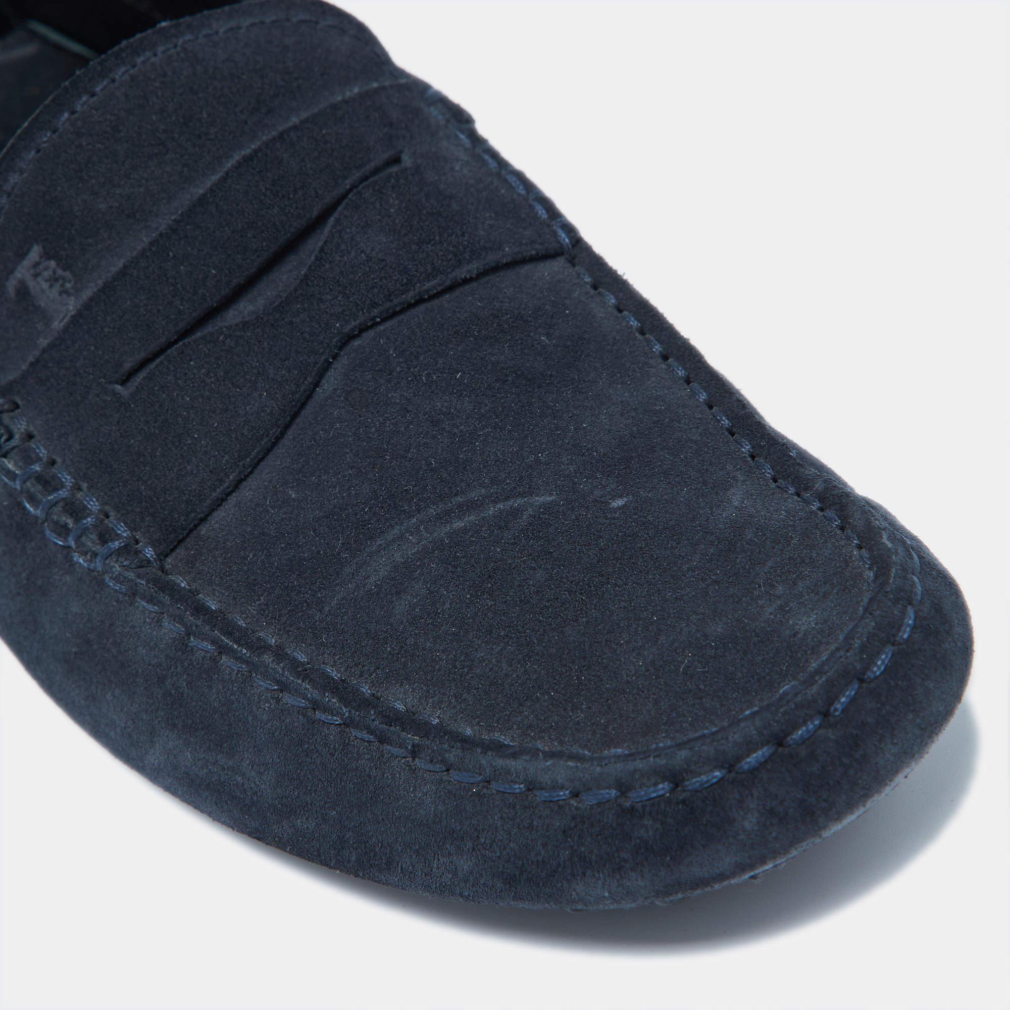 Tod's Navy Blue Nubuck Leather Gommini Loafers Size 41 3