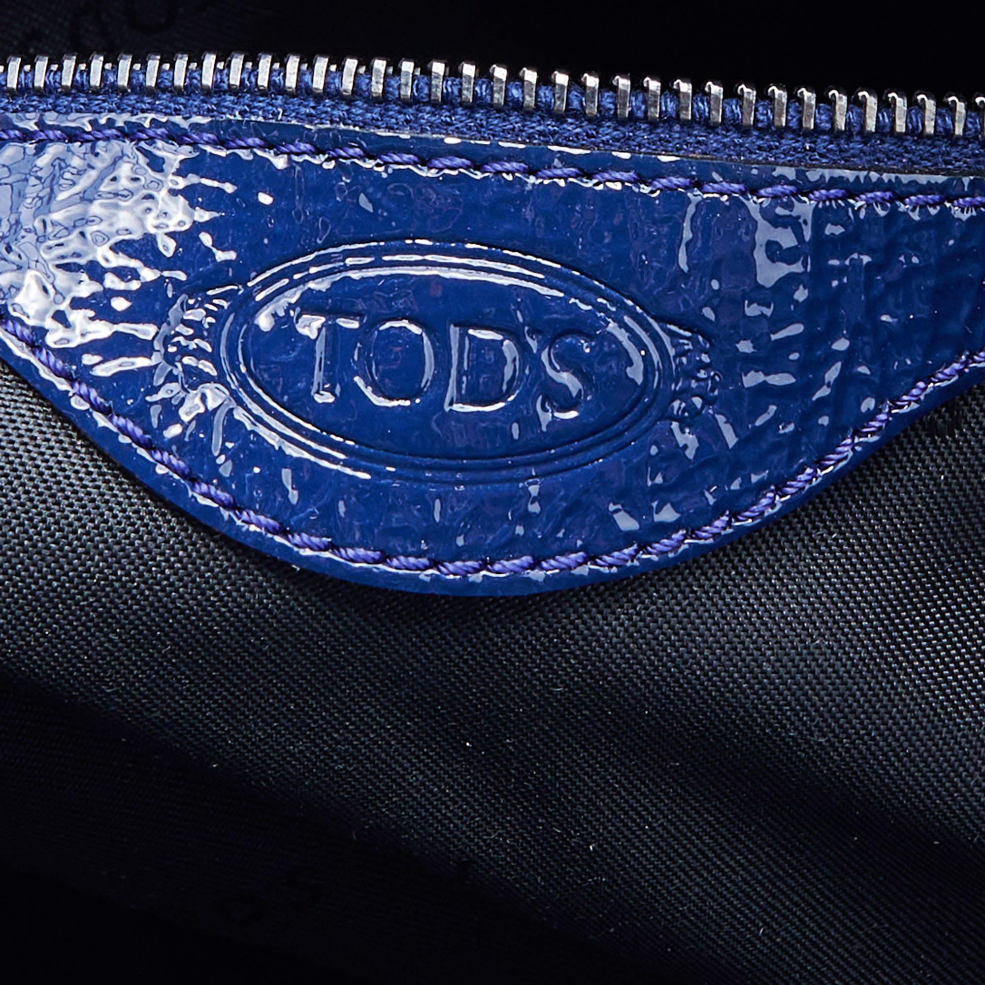 Tod's Marineblaue Lackleder Signature Shopper Tote im Angebot 4