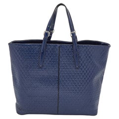 Tod's Navy Blue Patent Leather Signature Shopper Tote