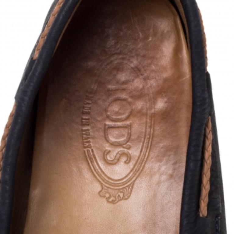 Tod's Navy Blue Suede Bow Driving Loafers Size 43 For Sale 1