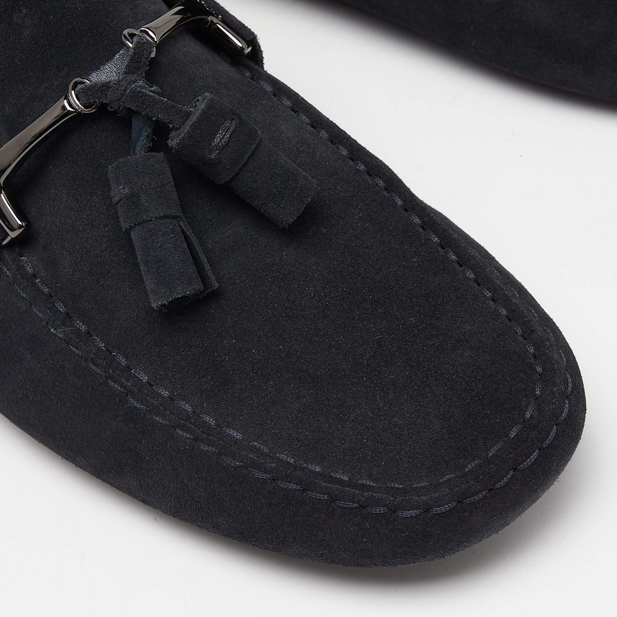 Tod's Navy Blue Suede Slip On Loafers Size 41.5 For Sale 2