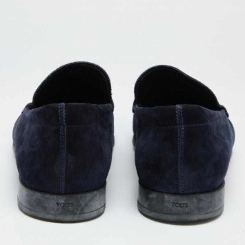 Tod's Marineblauer Wildleder Slip On Loafers Slip On Größe 42 im Angebot 2