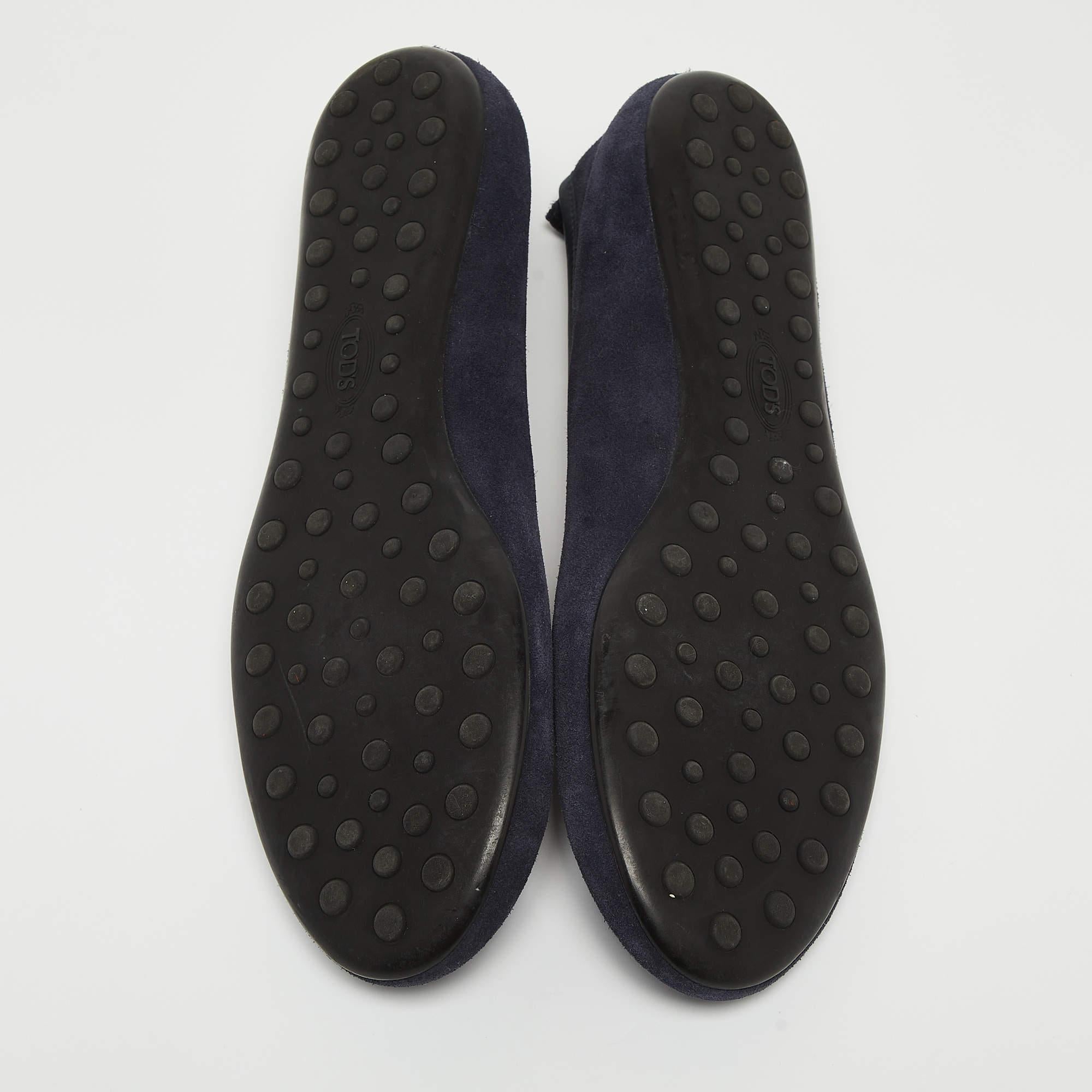 Tod's Navy Blue Suede Studded Ballet Flats Size 37.5 1