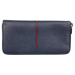 TOD'S Navy Red Textured Leather Wallet