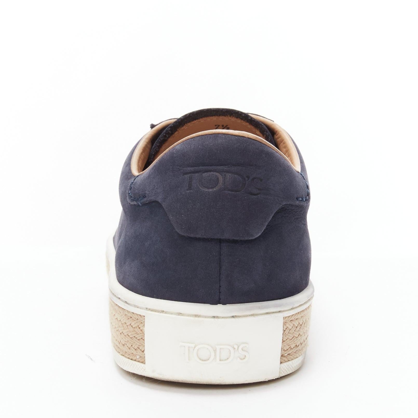 TOD'S navy suede leather espadrille sole low top sneakers UK7.5 EU41.5 3
