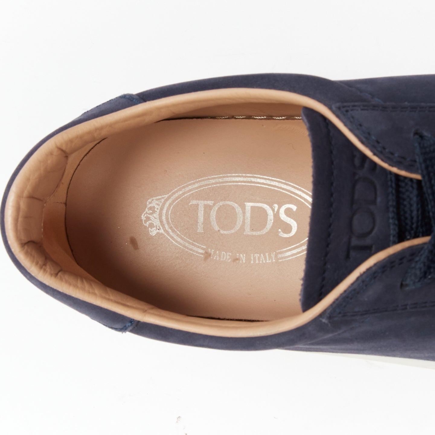 TOD'S navy suede leather espadrille sole low top sneakers UK7.5 EU41.5 4