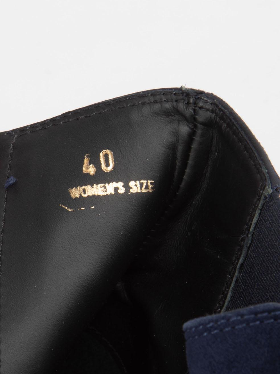 Women's Tod's Navy Suede Whipstitch Accent Boots Size IT 40 For Sale