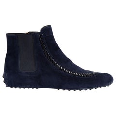 Botas Tod's de ante azul marino con detalle de pespunte talla IT 40