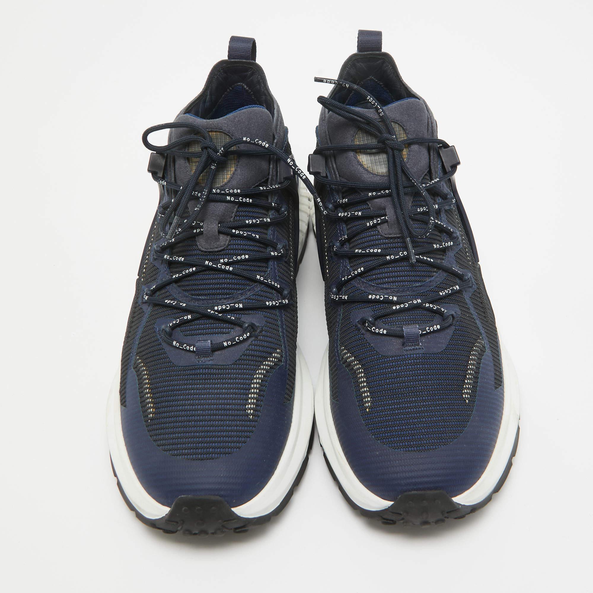 Gray Tod's No Code Blue Leather and Mesh Low Top Sneakers 42