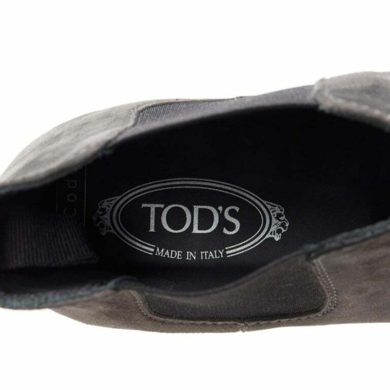 TOD'S No Code dark grey suede elastic gusset round toe flat ankle bootie EU37 For Sale 5