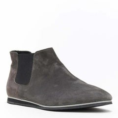 TOD'S No Code dark grey suede elastic gusset round toe flat ankle bootie EU37