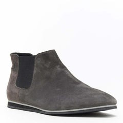 TOD'S No Code dark grey suede elastic gusset round toe flat ankle bootie EU37