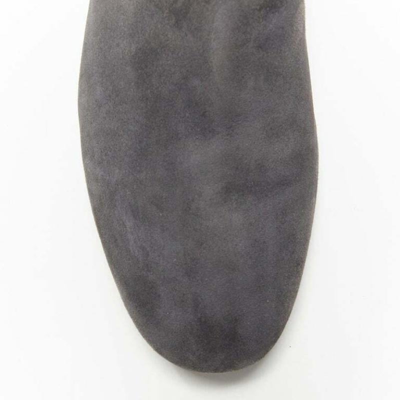 TOD'S No Code dark grey suede elastic gusset round toe flat ankle bootie EU37 For Sale 2