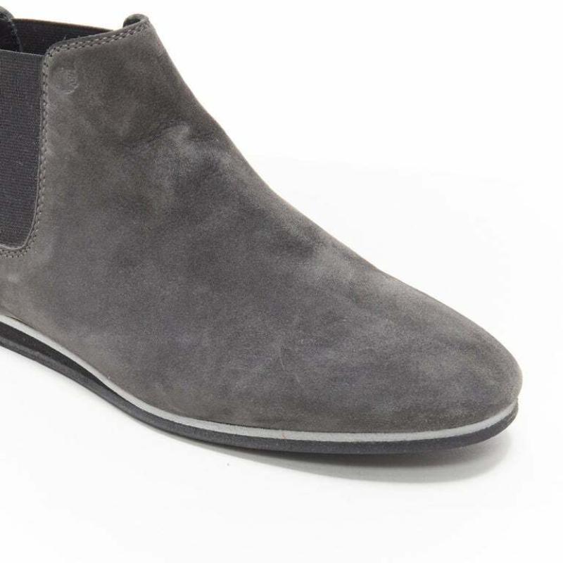 TOD'S No Code dark grey suede elastic gusset round toe flat ankle bootie EU37 For Sale 3