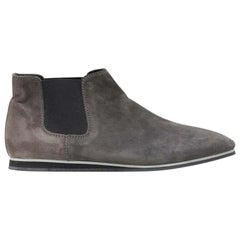 TOD'S No Code in camoscio grigio scuro con tassello elastico, punta tonda e stivaletto piatto EU37