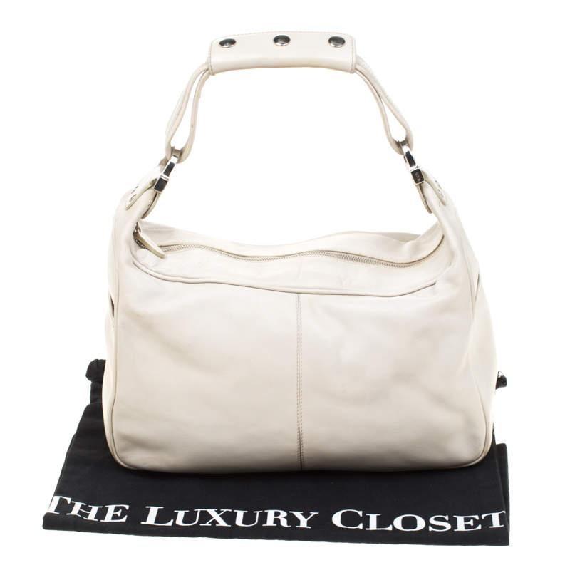 Tod's Off-White Leather Hobo For Sale 7