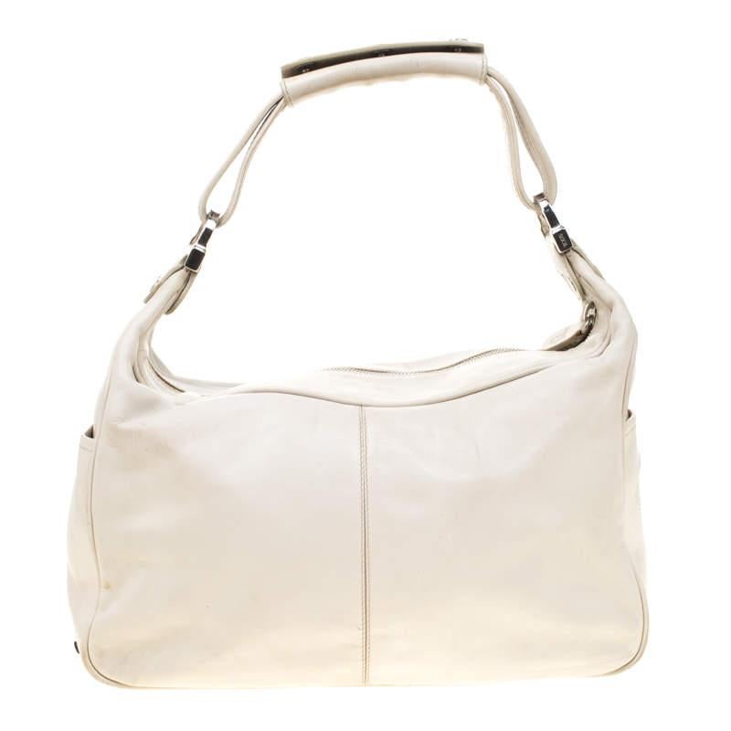 Tod's Off-White Leather Hobo For Sale 1