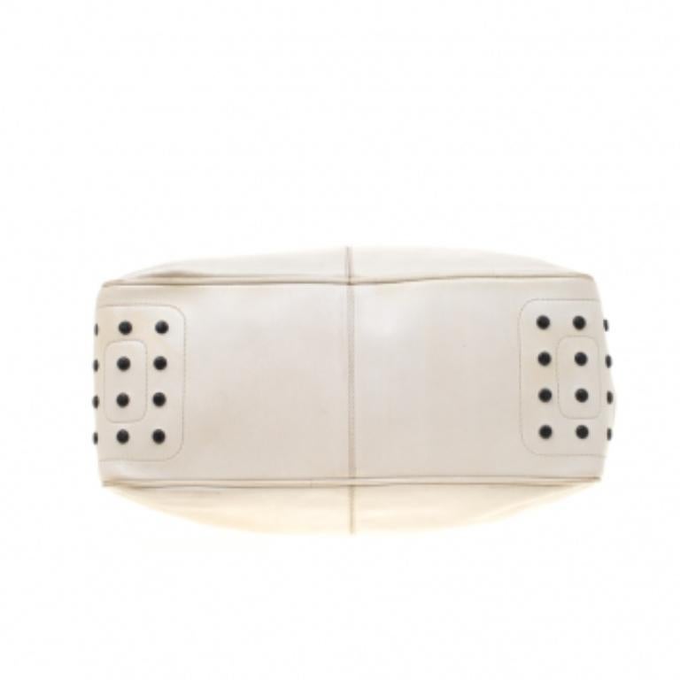 Tod's Hobo en cuir écru en vente 4
