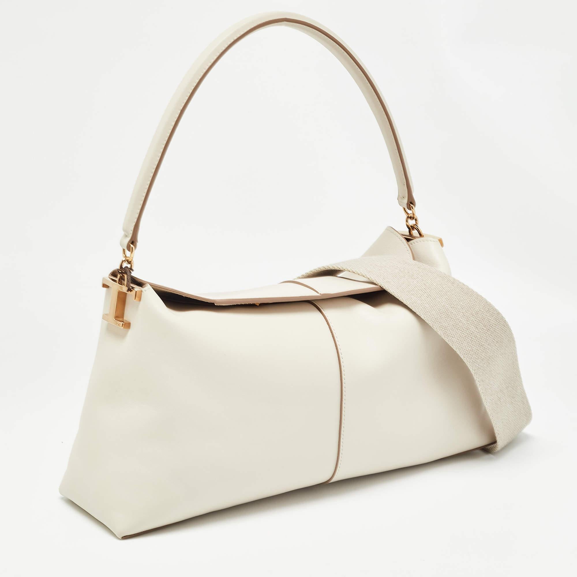 Tod's Bolso bandolera Tod's Off White Leather Small T Case Blanco en venta