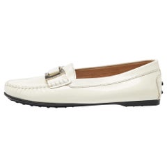 Tod's Off White Patent Leather Buckle Loafers Size 39
