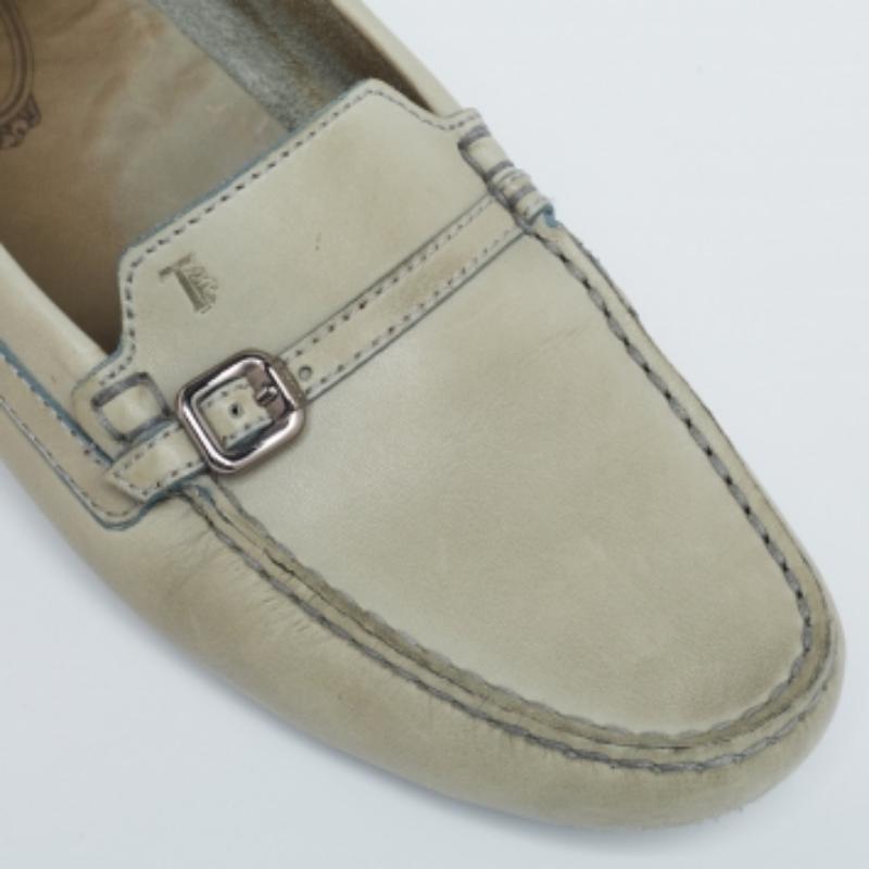 Tod's Olive Green Leather Slip On Loafers Size 39.5 1