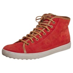 Tod's Orange/Brown Suede And Leather High Top Sneakers Size 38