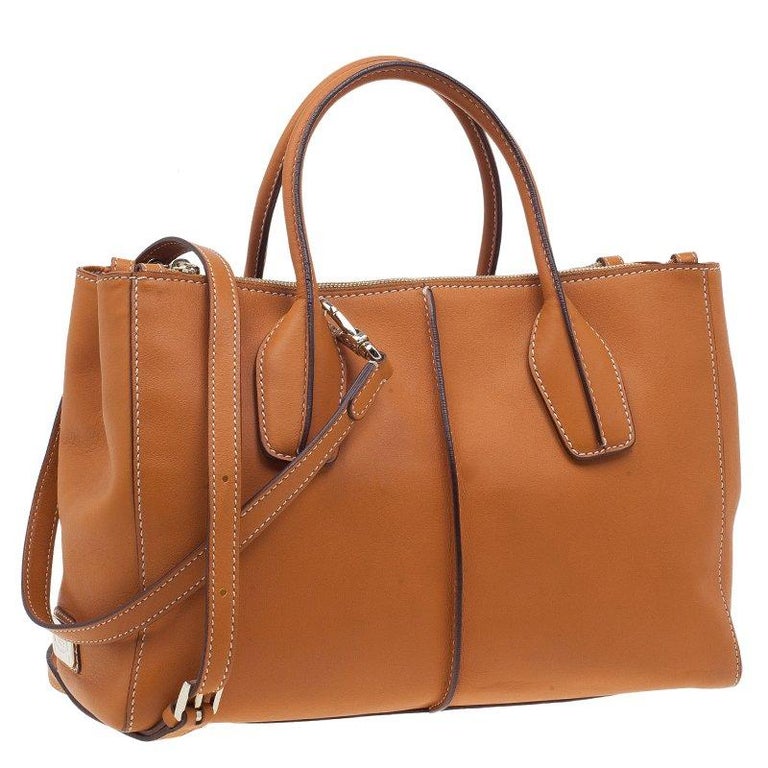 Tod's Orange Leather D-Styling Shopper Tote For Sale at 1stDibs